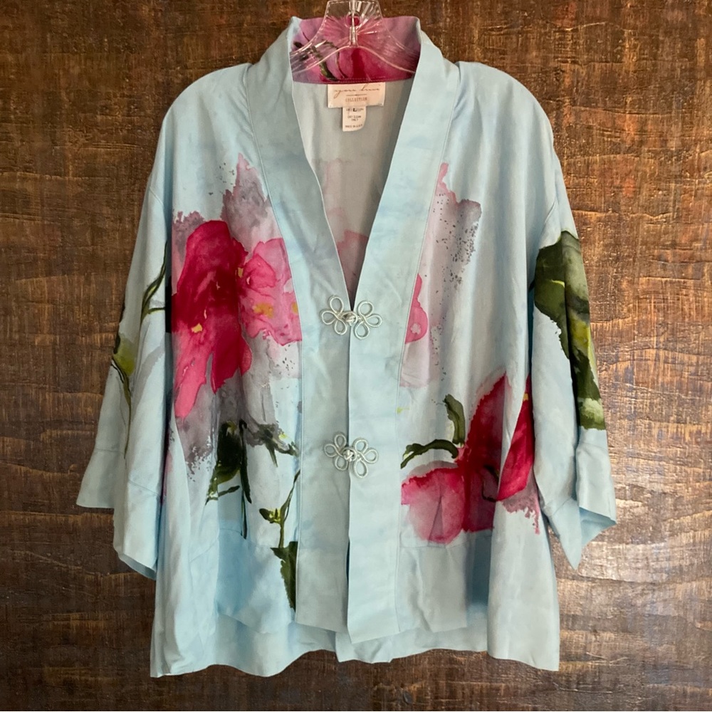 Vintage Yon Hui Collection Watercolor Floral Kimono Jacket Sz L